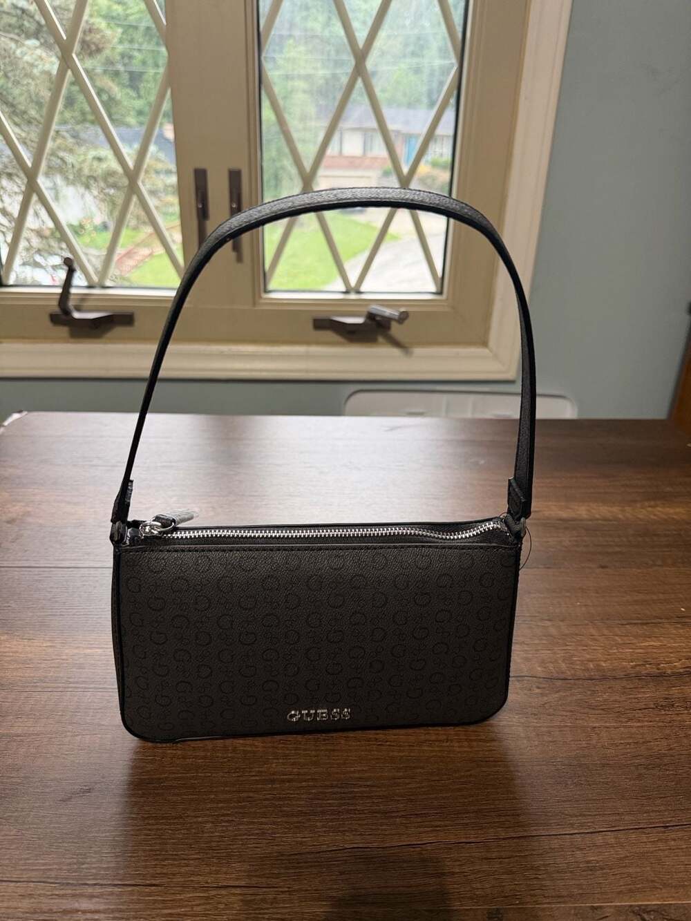 Guess Nelly Mini Handbag Coal Logo Black